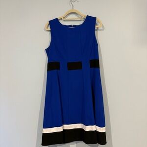Calvin Klein Blue and Black Midi Dress
